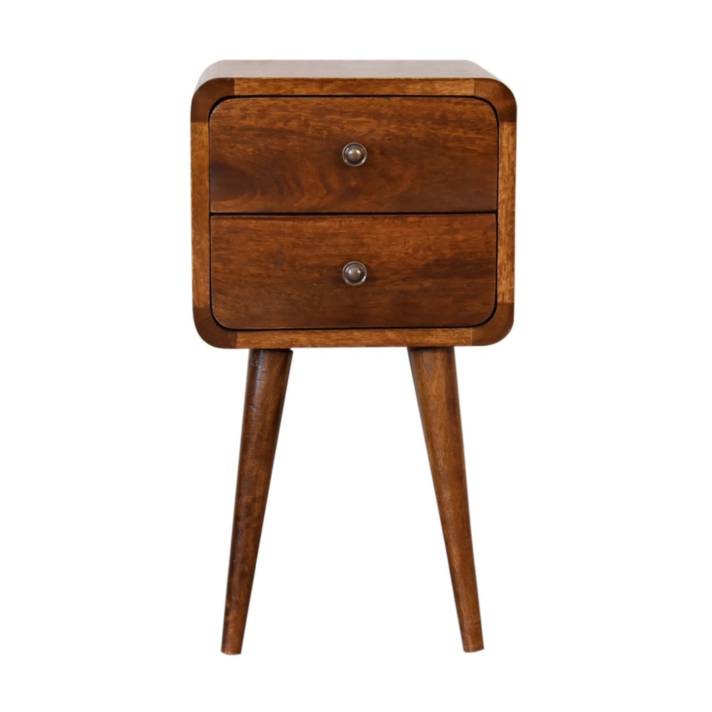 [IN1745] Mini table de chevet courbée finition châtaignier