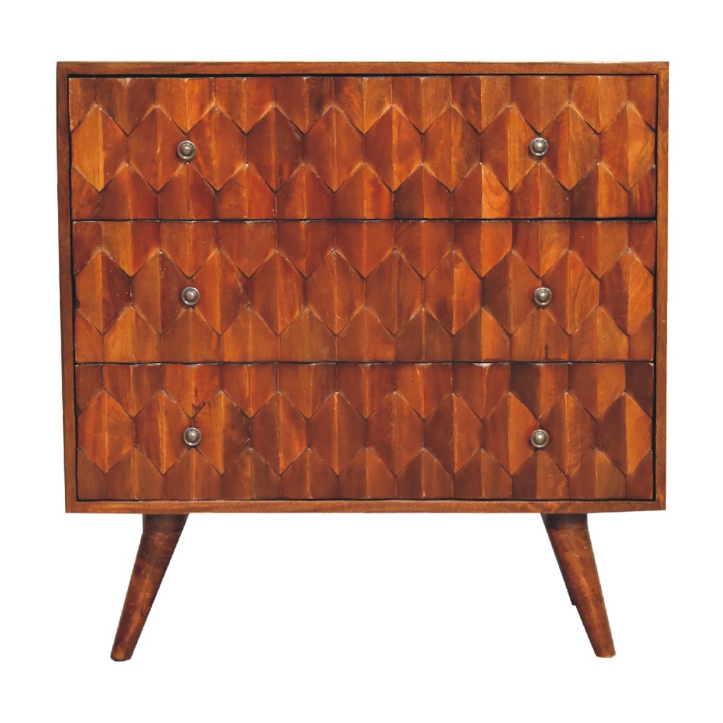 [IN3295] Pineapple Chestnut Carved Chest