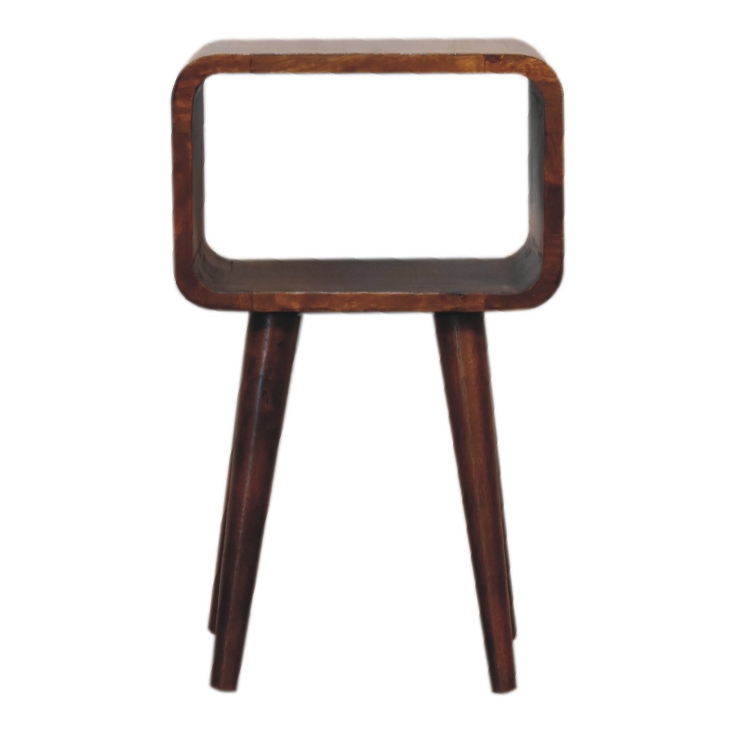 [IN3311] Offener Mini-Nachttisch mit gebogenem Design aus Kastanienholz
