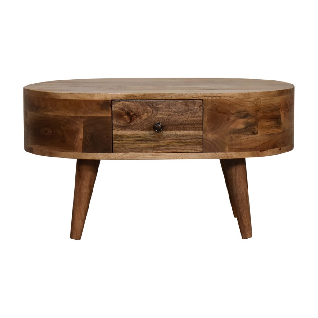 [IN3328] Mini Oak-ish Rounded Coffee Table