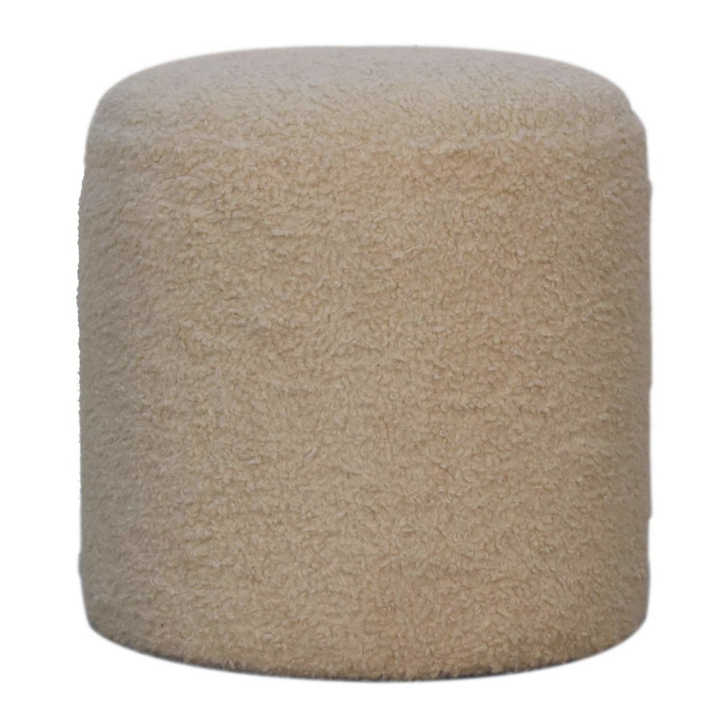[IN3334] Boucle Cream Round Footstool