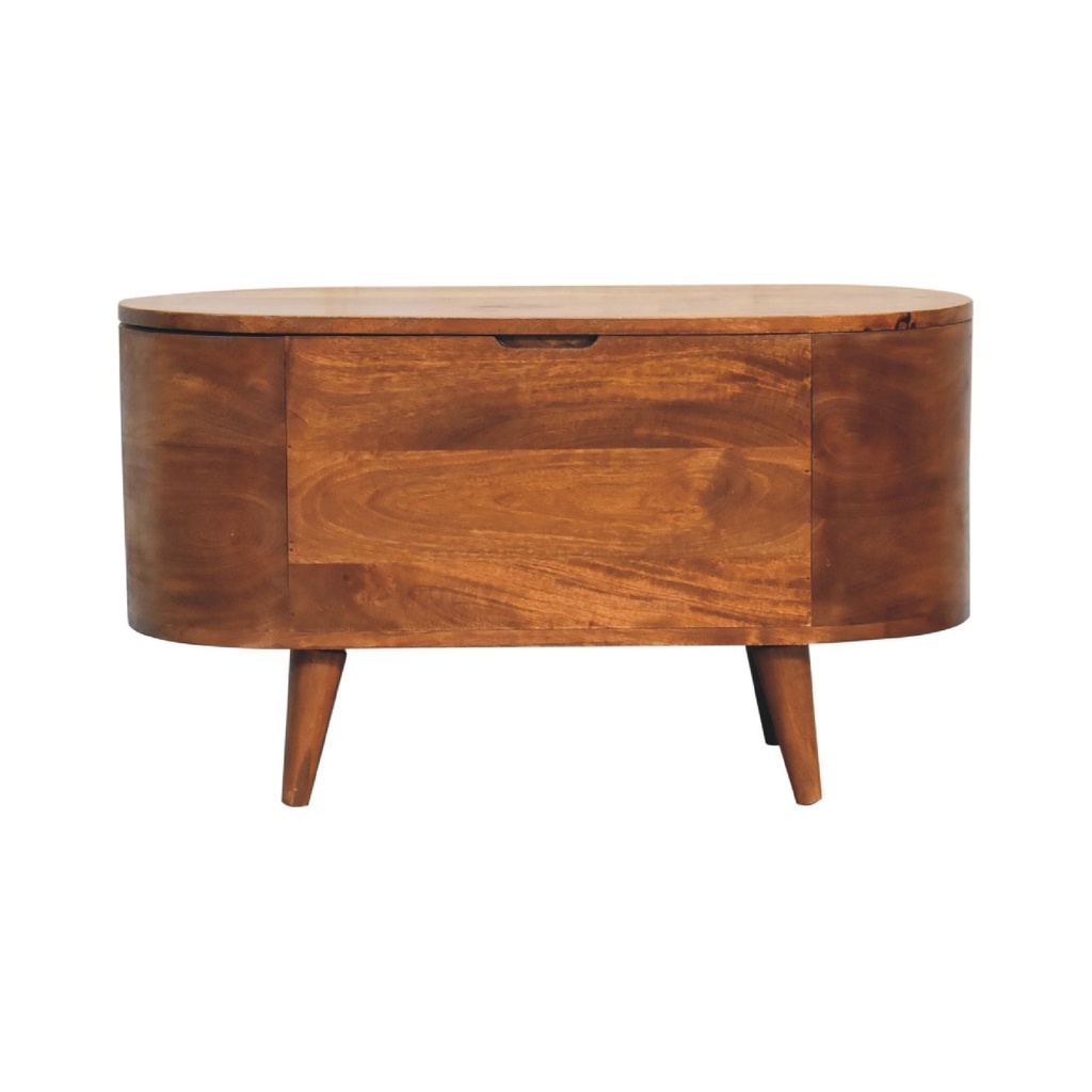 [IN3540] Chestnut Rounded Lid up Blanket Box