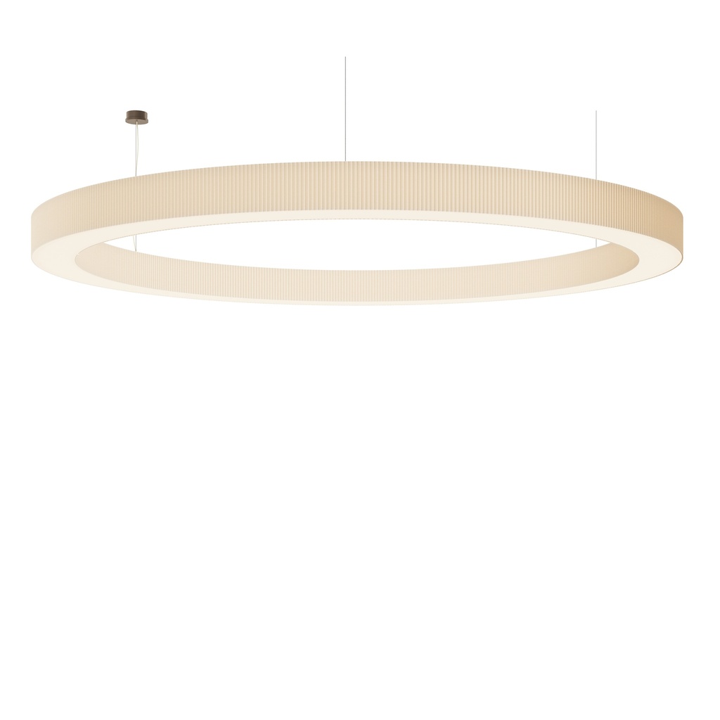 R3 CLEOPATRA "Extra Size" chandelier with double circular lampshade in hand-pleated pongé fabric.