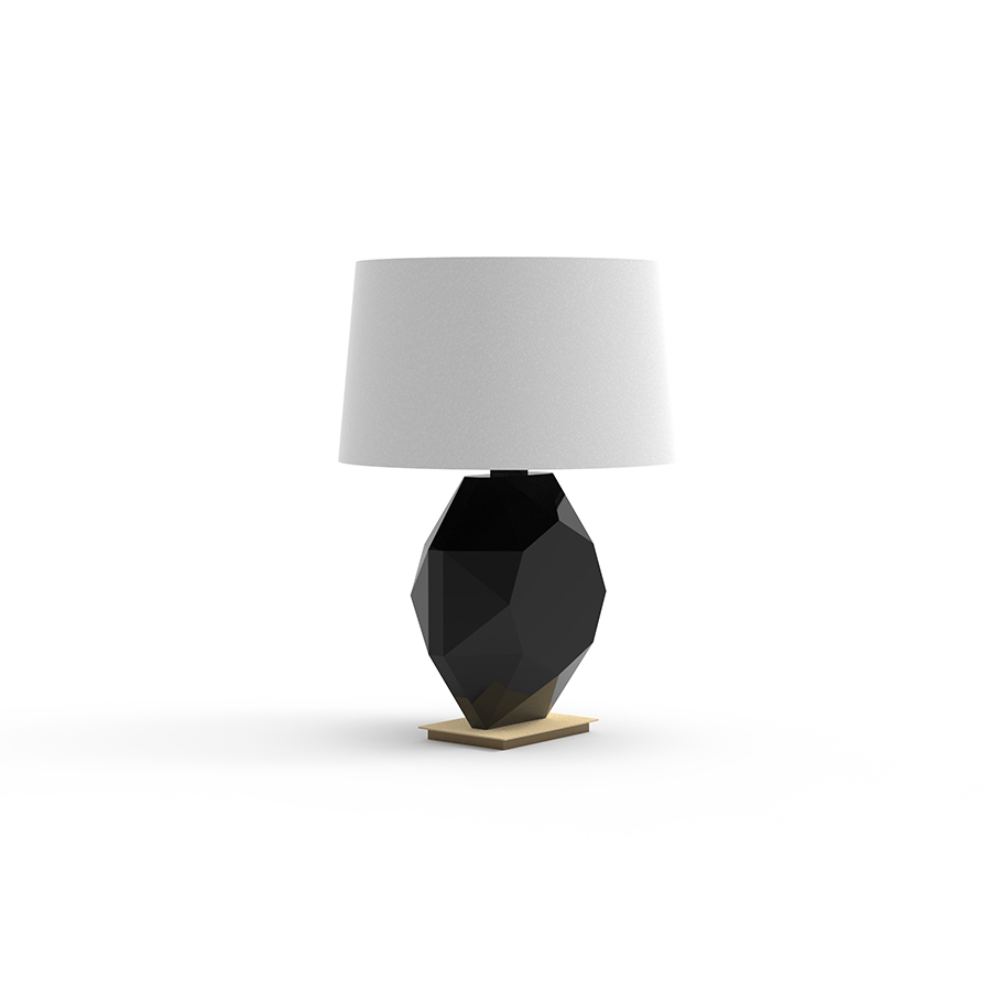 Lampe de table OR55 URANO en marbre noir Marquina entièrement fabriquée à la main en Italie