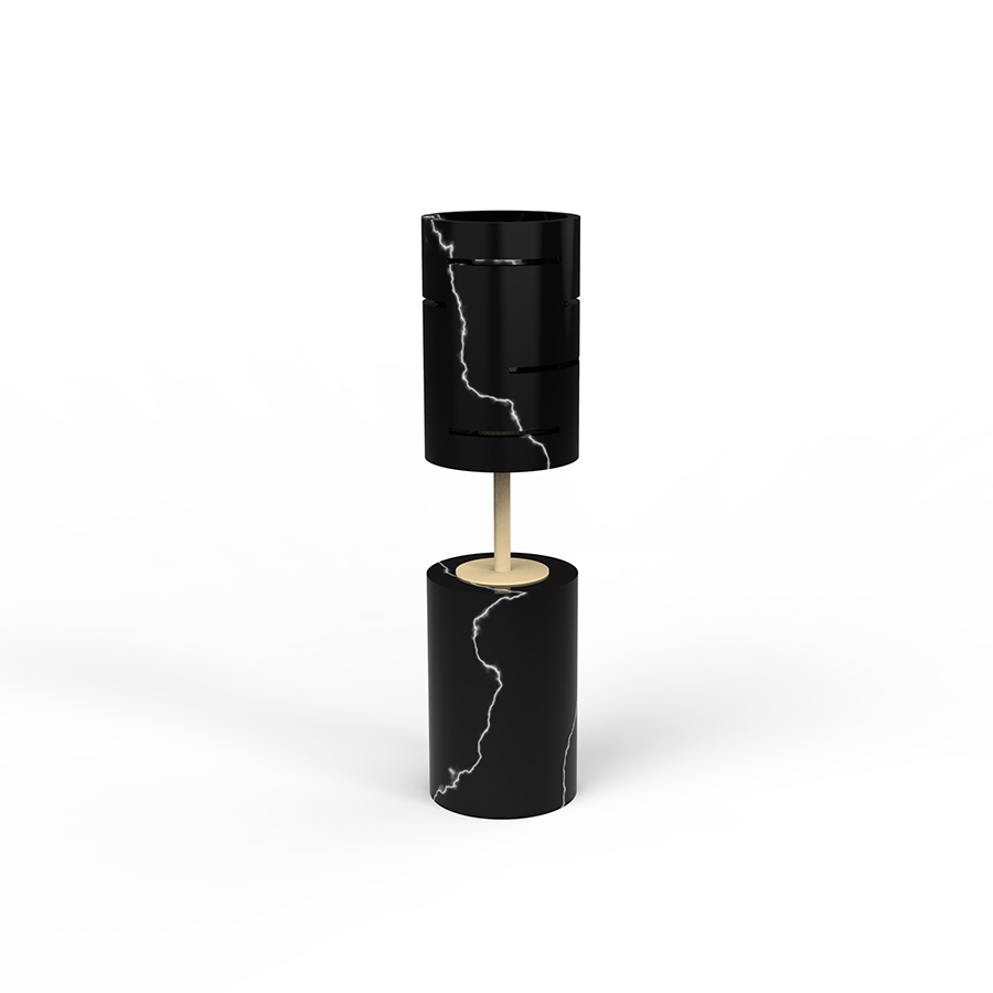 Lampe de table en marbre noir Marquina OR39 ADE, entièrement fabriquée à la main en Italie