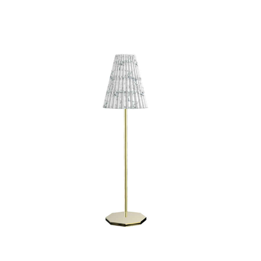 Lampe de table OR7 ERA Plisse en marbre de Carrare entièrement fabriquée à la main en Italie