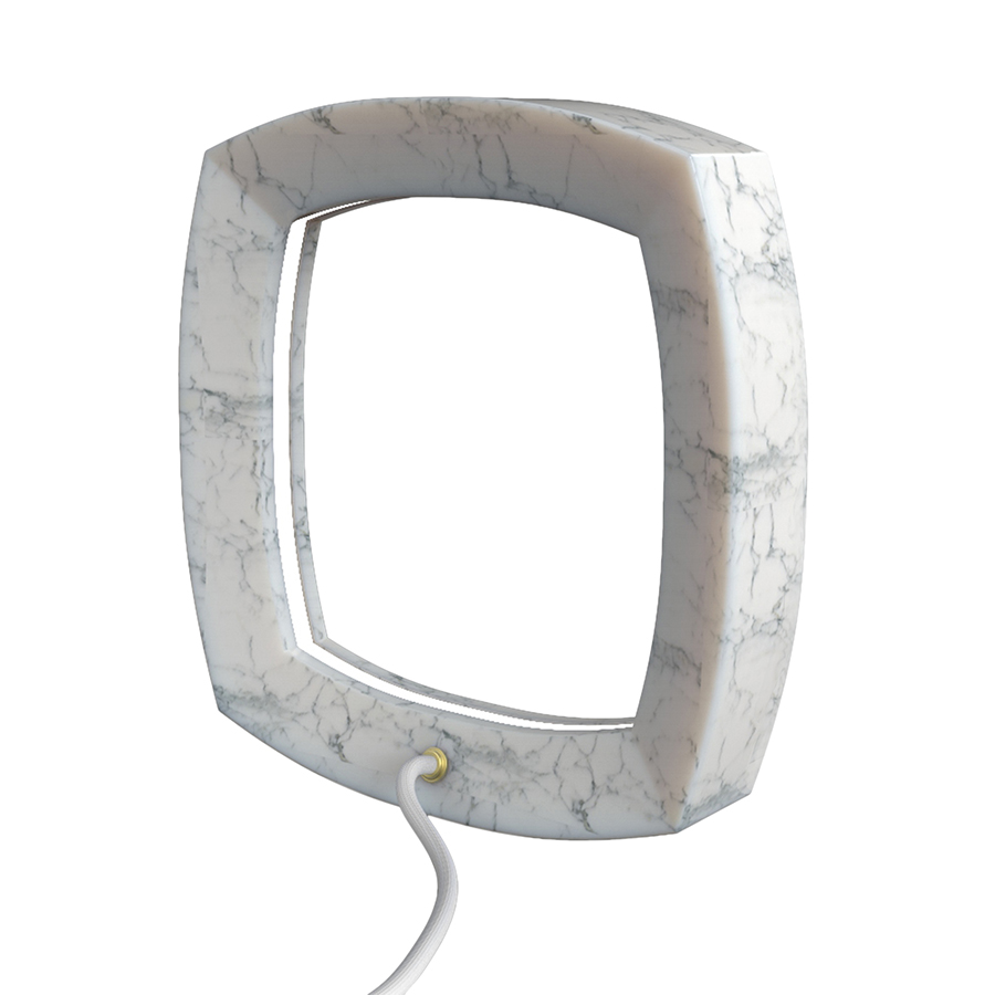OR3 SELENE Squared Carrara Marble Table Lamp Exclusive Handmade in Italy