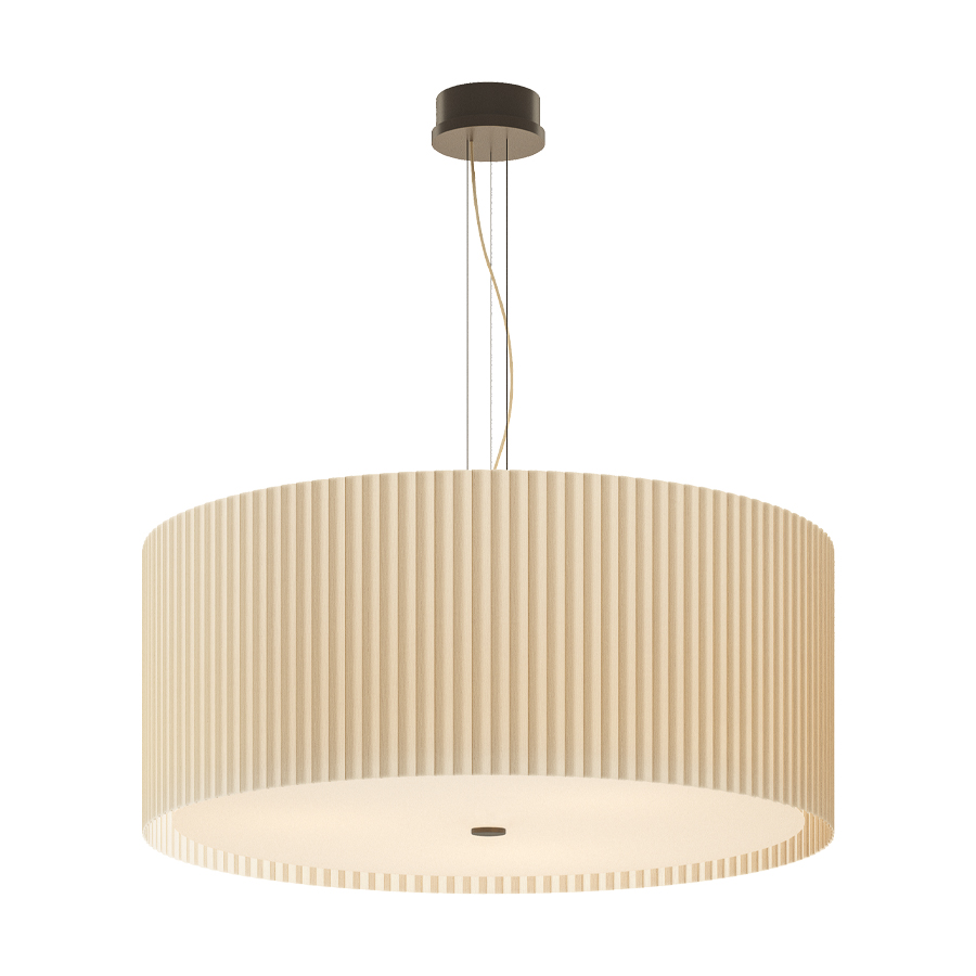 E1 BOLENA Suspension Lamp in Pleated Fabric Entirely Handmade in Italy