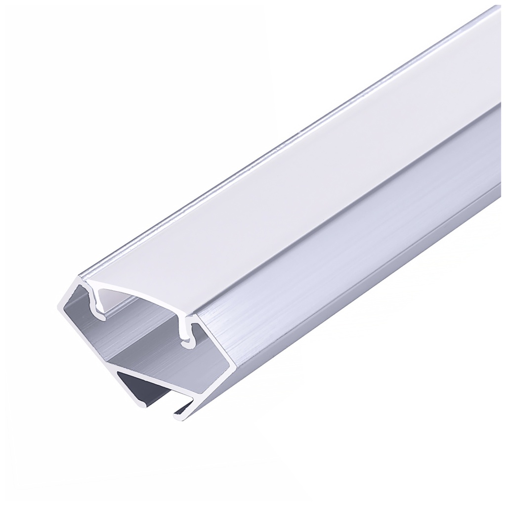 Profilé angulaire N01 argent anodisé + diffuseur opale 1m Kobi