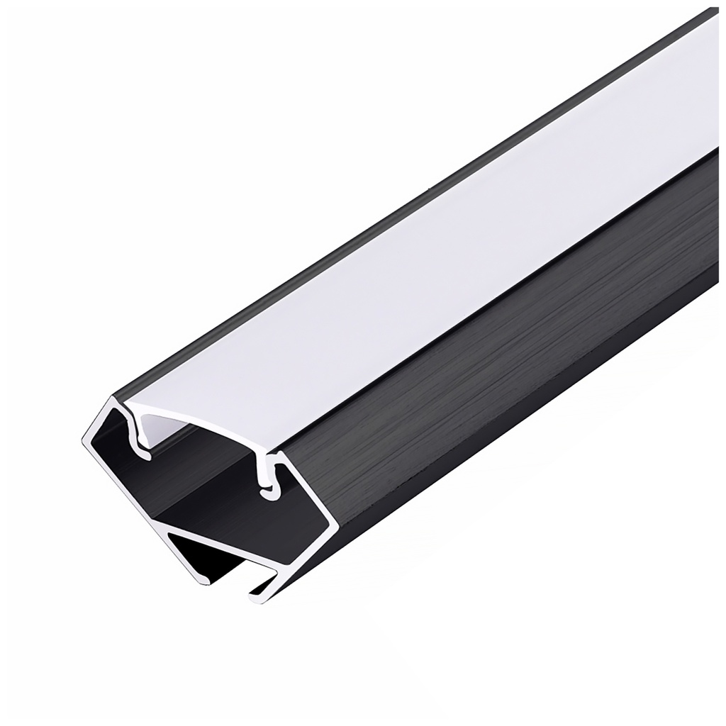 [005089] Angular profile N01 black + milky cover 1m Kobi