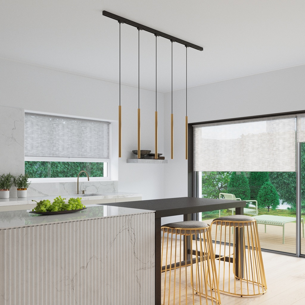 Three-phase track lighting suspended PASTELO — 5 light points