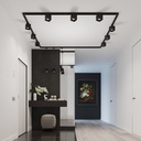 Three-phase track lighting ceiling-mounted QUAD — 9 light points