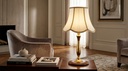 LIBERTY 60 — Tischleuchte aus gedrechseltem Holz mit Blattgold