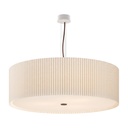 E2 ELIZABETH Pendant Lamp in Pleated Fabric, Entirely Handmade in Italy – White, Ivory Pongé, Glossy espresso brown fabric cable