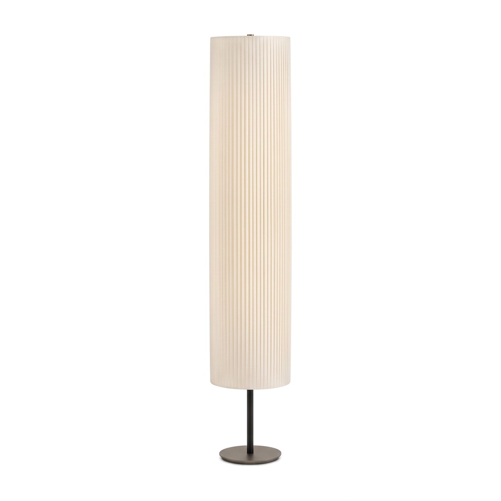 [E8-BA-NE-041] E8 ARAGONA Floor Lamp in Pleated Fabric, Entirely Handmade in Italy (Ivory Pongé, Lacquered Anodised Bronze, Matt Black)