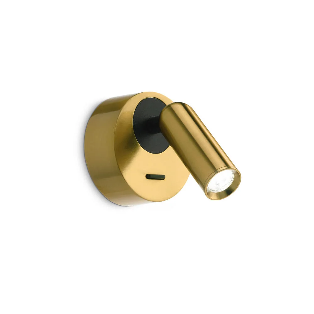 Ideal Lux LED wall luminaire BEAN round, with switch IP20 – Brass