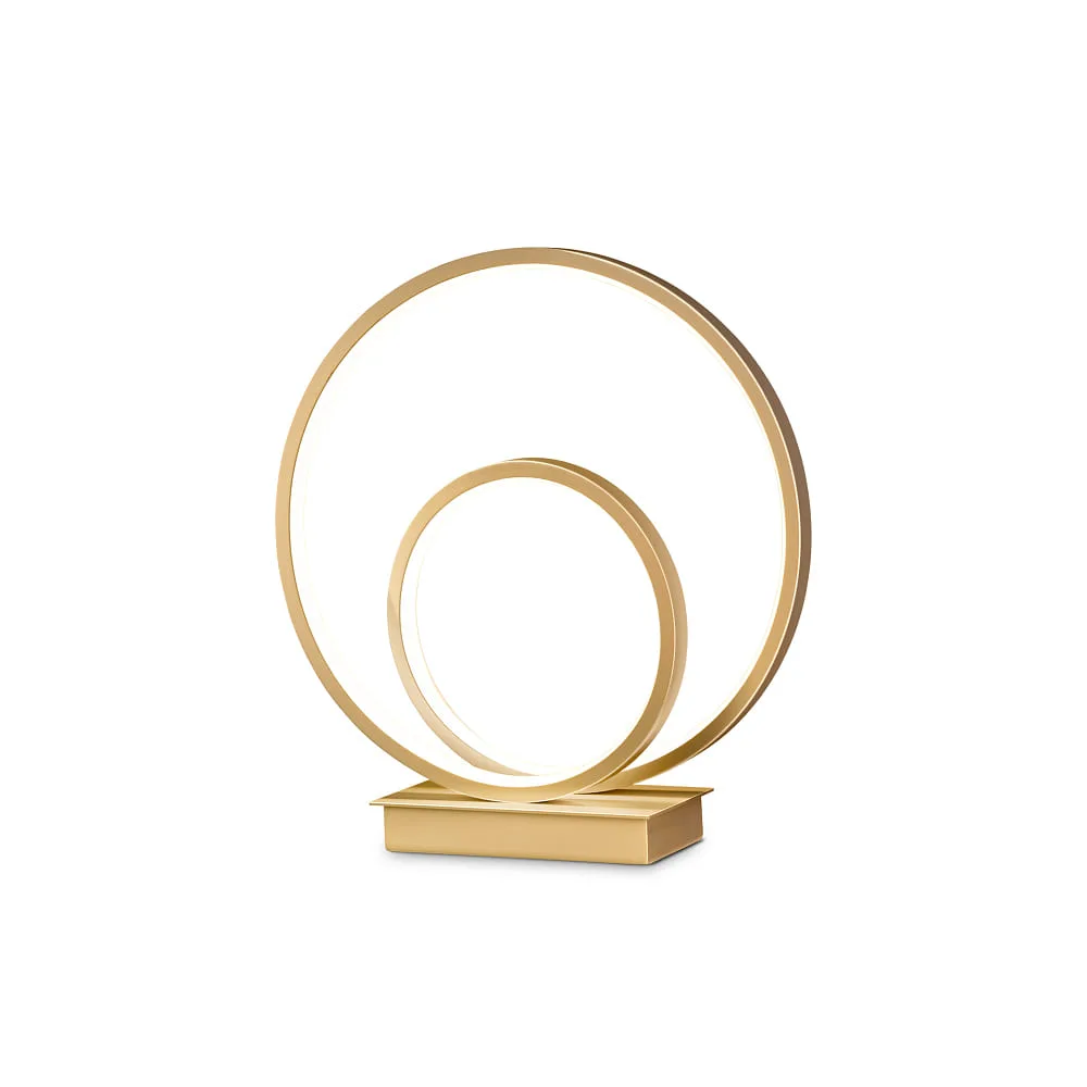 Ideal Lux Lampe à poser OZ TL ON-OFF ronde, avec interrupteur IP20, 2700 K, laiton brossé