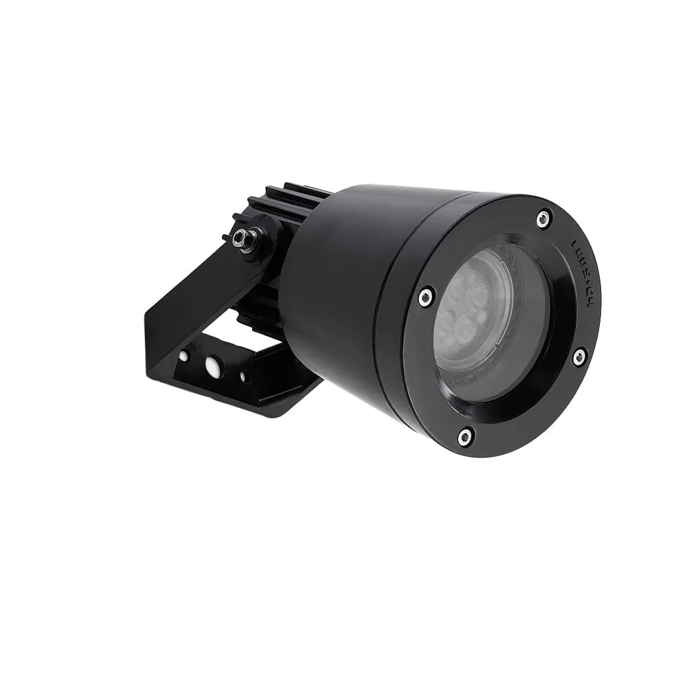 LEDS C4 Outdoor Strahler HUBBLE GU10 & GU5.3 TECHNOPOLYMER, IP66 IK06, 2 Fassungen (max. 8W) + Blende + Spieß, schwenkbar, schwarz