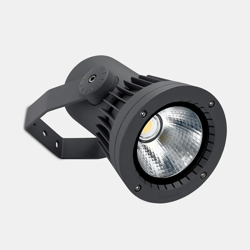 LEDS C4 Spot d'extérieur HUBBLE COB LED orientable IP65, gris avec variateur, 2700 K