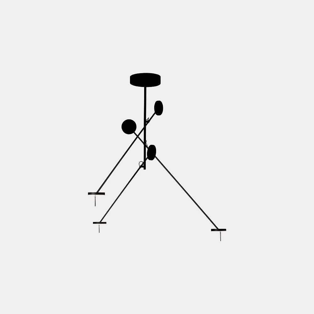LEDS C4 Pendant luminaire INVISIBLE TRIPLEX 3 flames, adjustable, switchable IP20, black dimmable, 1704 lm