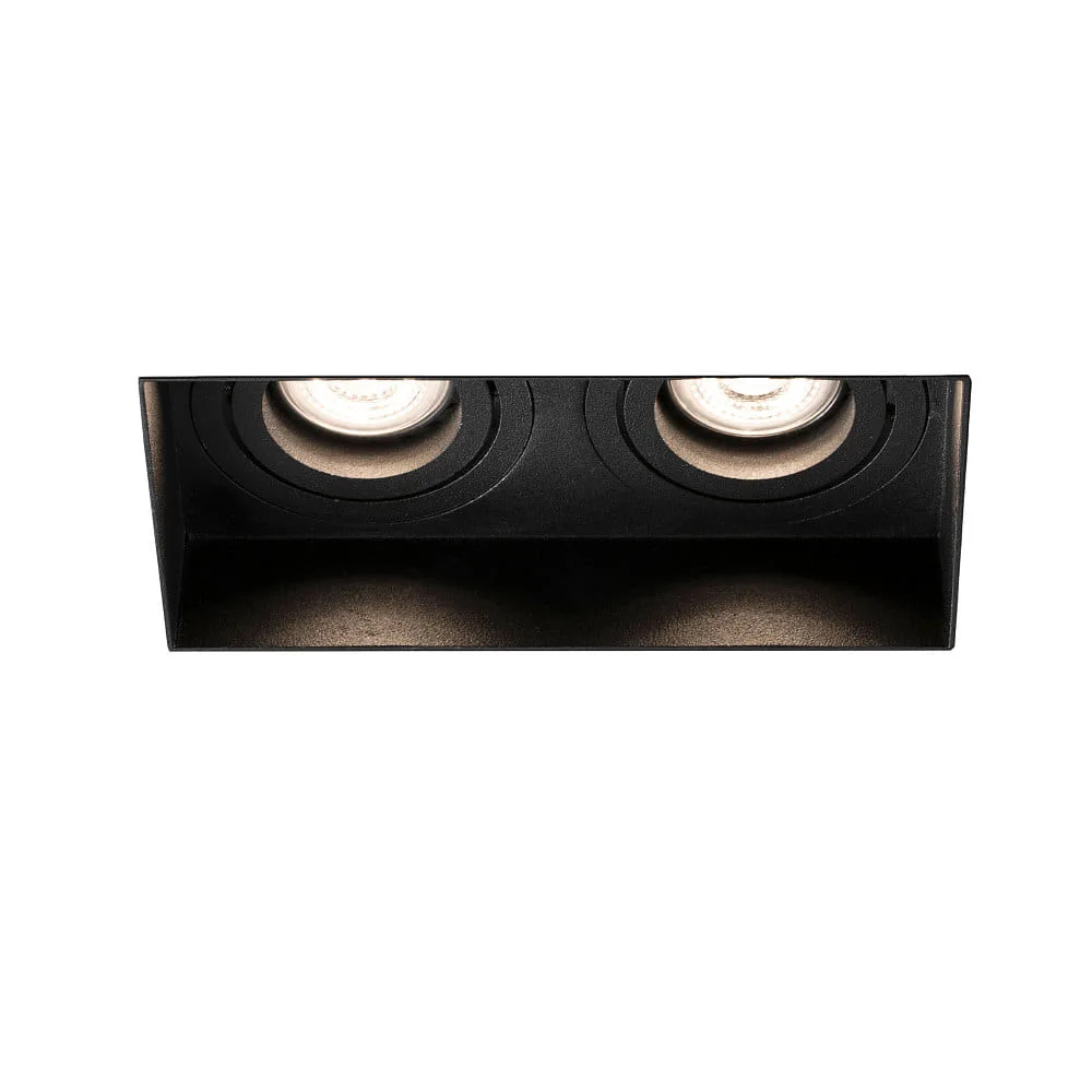 FARO BARCELONA Ceiling recessed luminaire HYDE SQ 2 flames GU10 IP20, L∕ B∕ H∕ T: 16,4∕ 8,2∕ 5,5∕ 8,2 cm – black matt