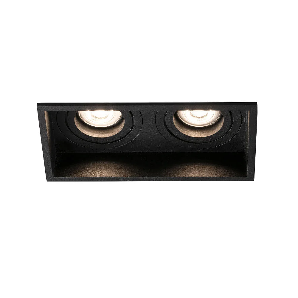 FARO BARCELONA Ceiling recessed luminaire HYDE SQ 2 flames GU10 IP20, L∕ B∕ H∕ T: 17,1∕ 8,9∕ 5,5∕ 8,9 cm – black matt