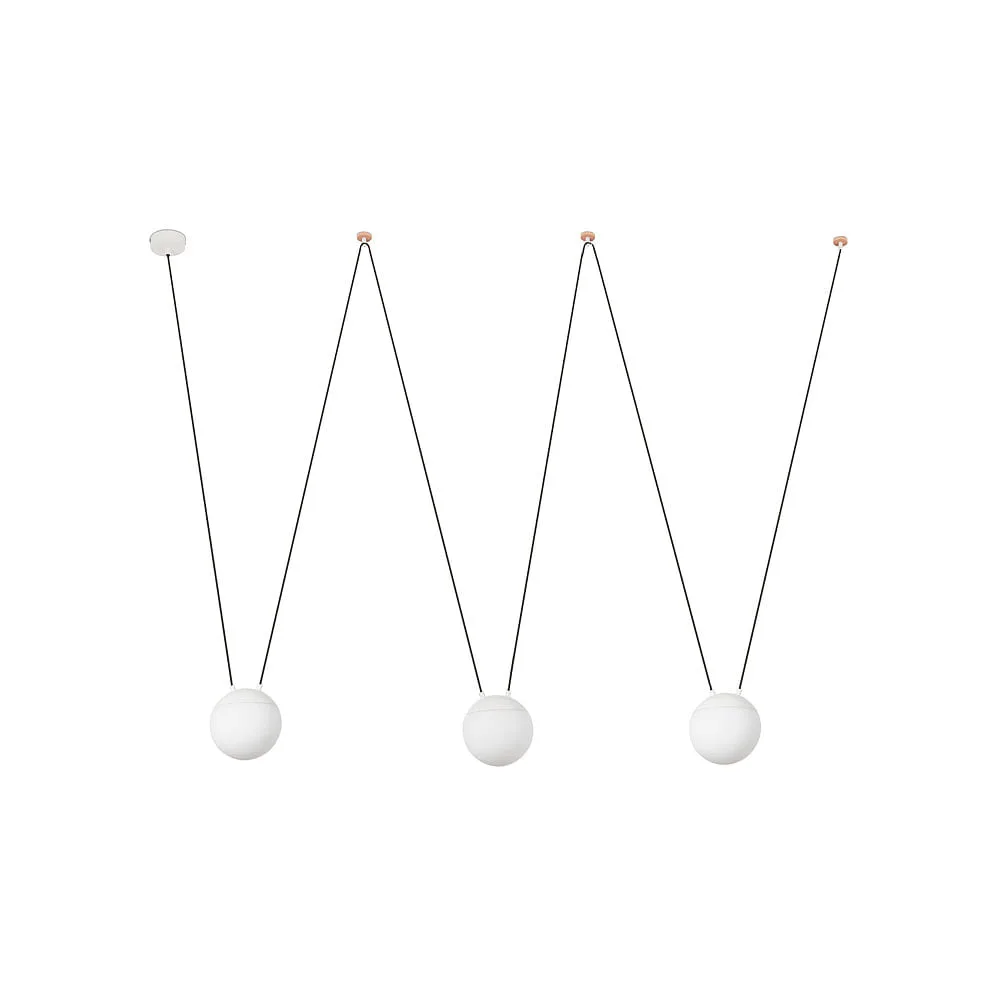 FARO BARCELONA Suspension MINE PC SPACE 3 flammes E27 IP20, blanc mat – blanc mat bois