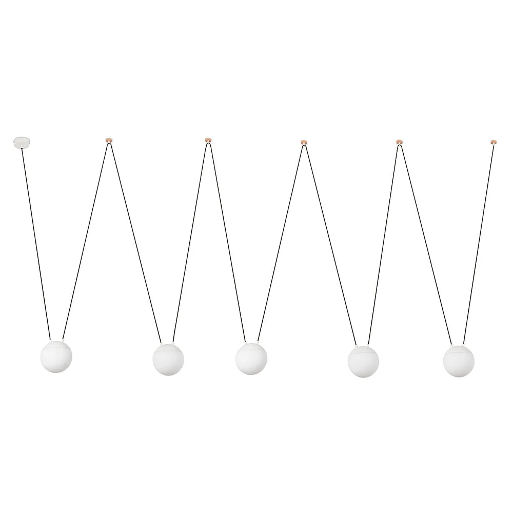 FARO BARCELONA Pendant luminaire MINE PC SPACE 5 flames E27 IP20, white matt – white matt wood