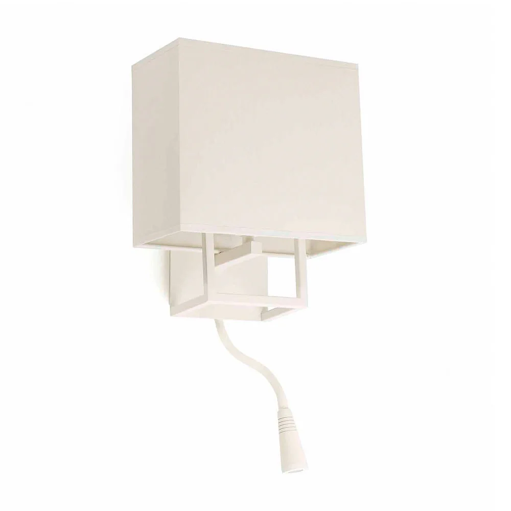 FARO BARCELONA Wandleuchte VESPER E14 IP20, L∕ B∕ H∕ T: 22∕ 15∕ 45∕ 15 cm – Weiß matt