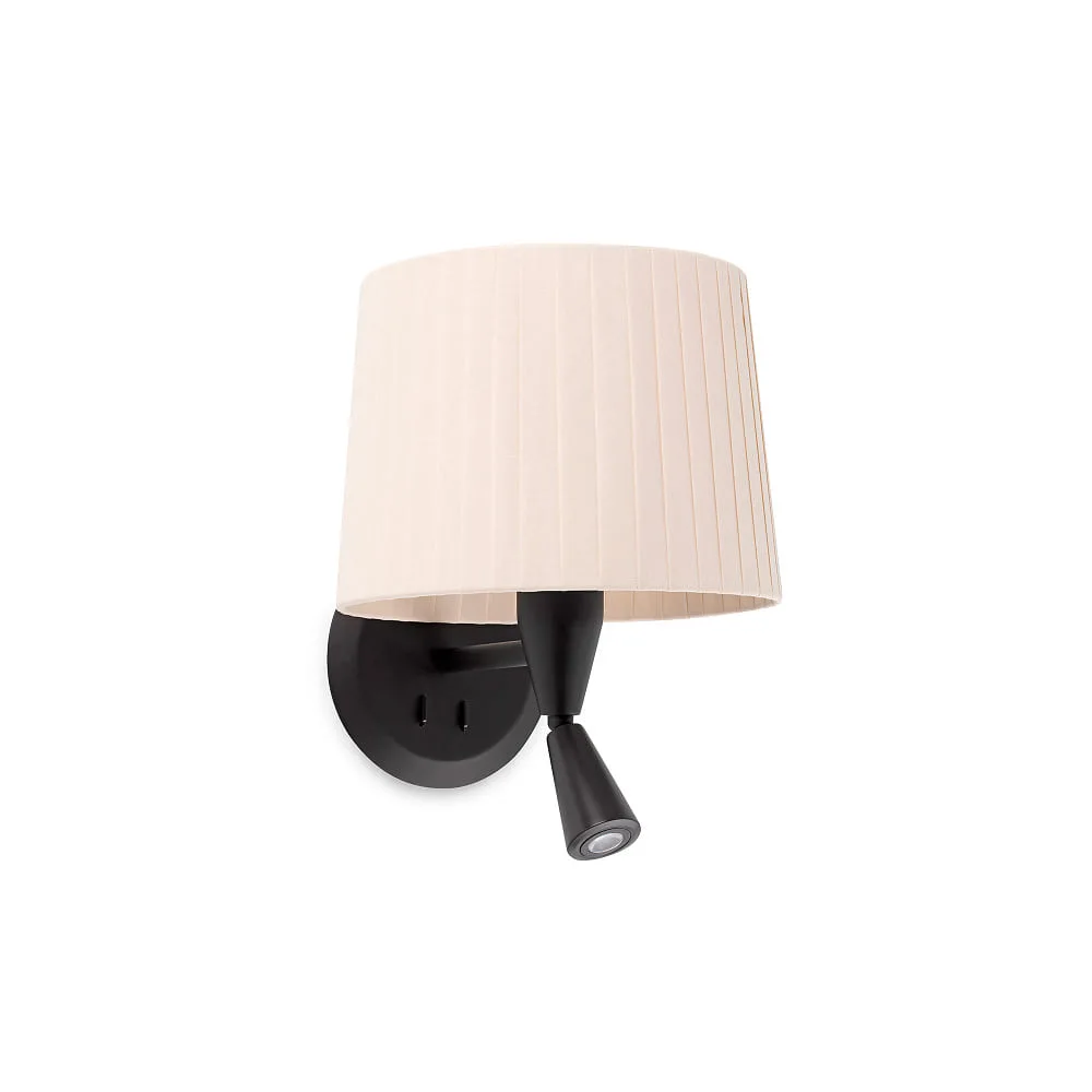 FARO BARCELONA Wandleuchte SAMBA E27 IP20 – beige mattschwarz