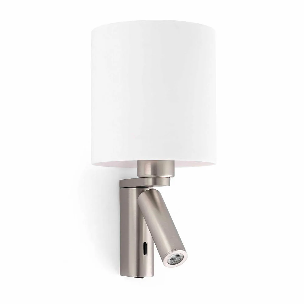FARO BARCELONA Wandleuchte ROB SHADE E27 IP20 – Nickel satiniert