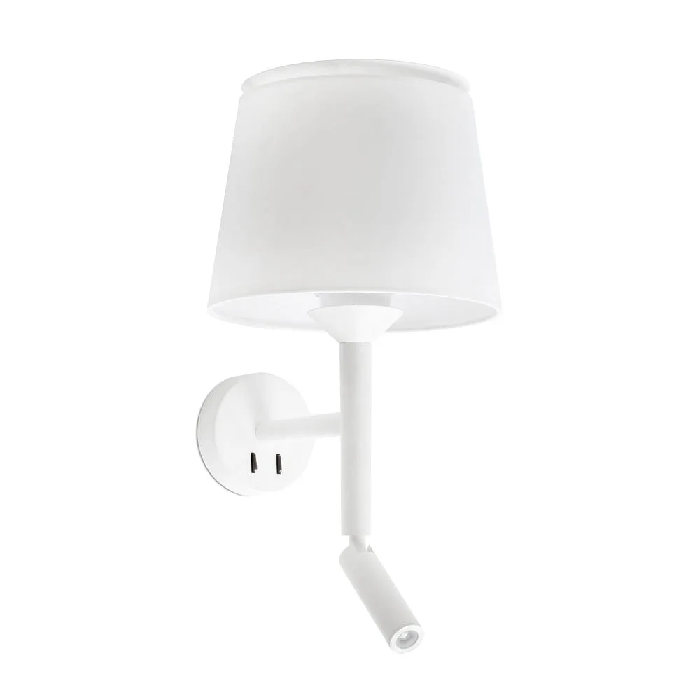 FARO BARCELONA Wall luminaire SAVOY E27 IP20, L∕ B∕ H∕ T: 23∕ 26,5∕ 49,9∕ 26,5 cm – white