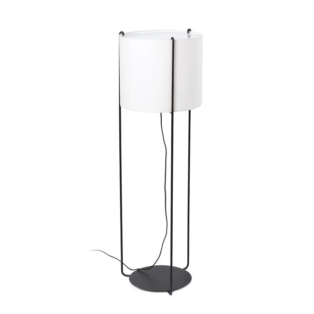FARO BARCELONA Floor lamp DRUM E27 IP20 – beige black matt