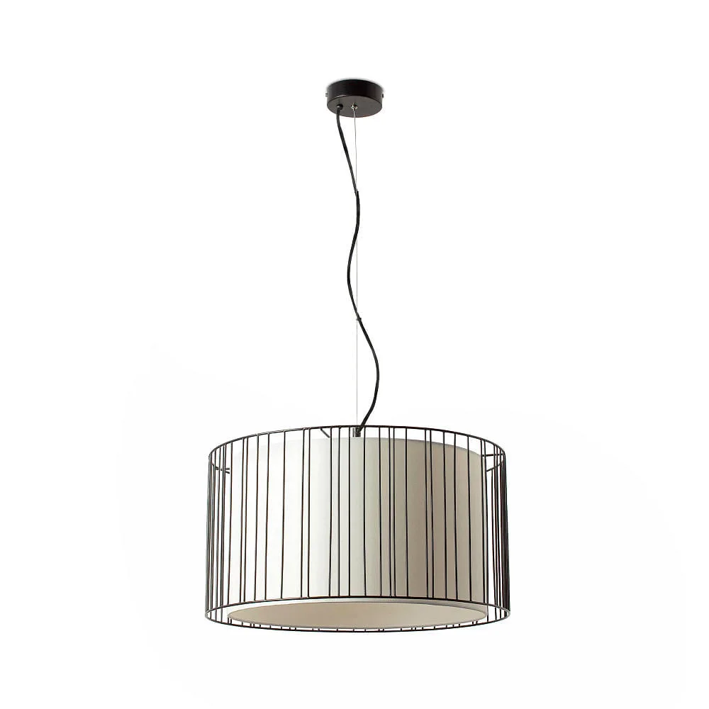 FARO BARCELONA Pendant luminaire LINDA E27 IP20 – beige black matt