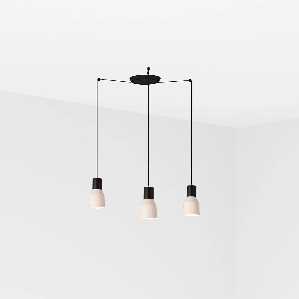 FARO BARCELONA Pendelleuchte KOMBO 3-flammig E27 IP20, L∕ B∕ T: 12∕ 12∕ 12 cm – beige mattschwarz