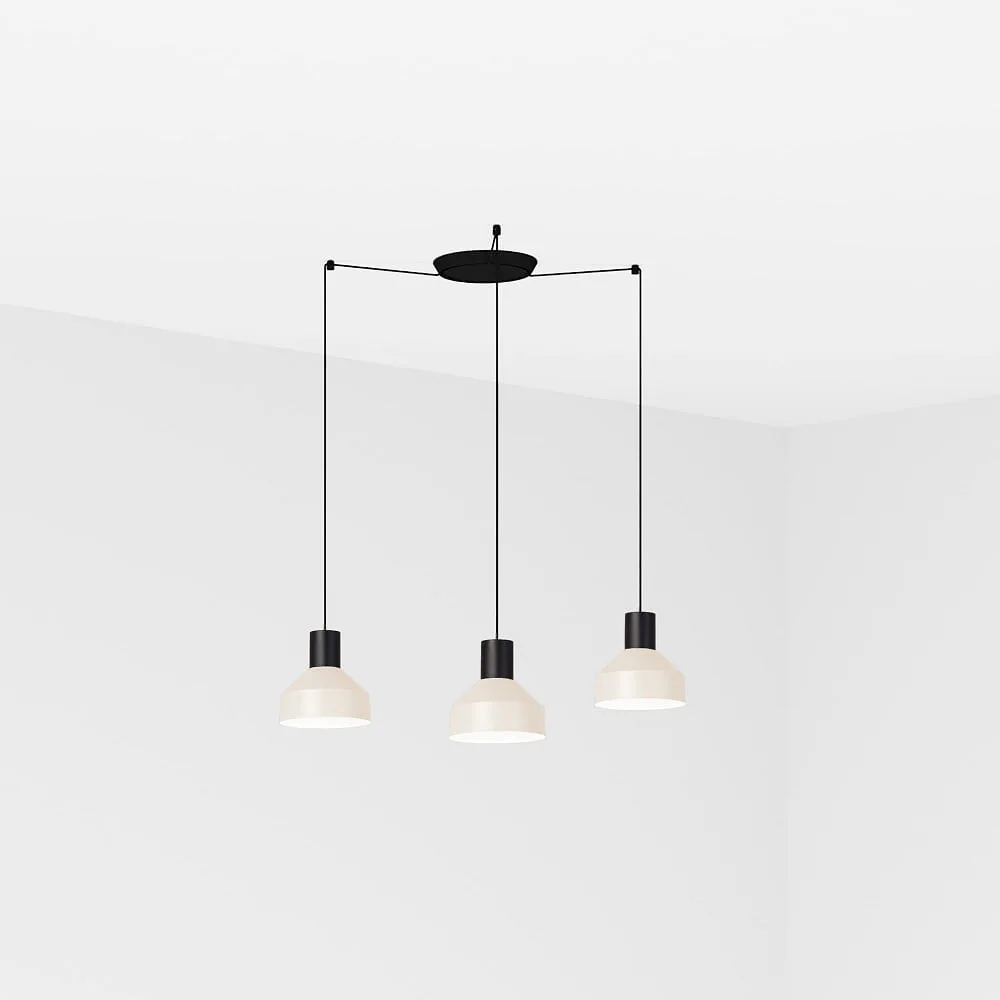 FARO BARCELONA Suspension KOMBO 3 lampes E27 IP20, L∕ B∕ T: 20∕ 20∕ 20 cm – beige noir mat