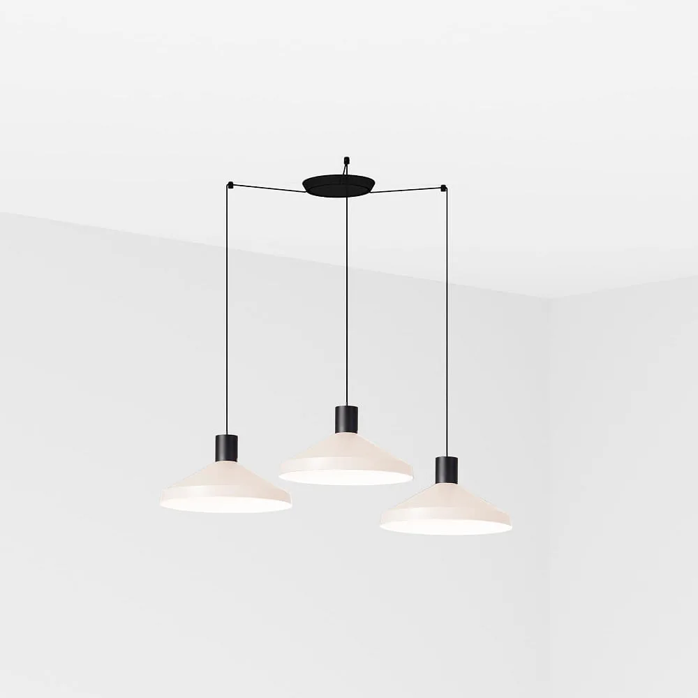 FARO BARCELONA Pendelleuchte KOMBO 3-flammig E27 IP20, L∕ B∕ T: 40∕ 40∕ 40 cm – beige mattschwarz