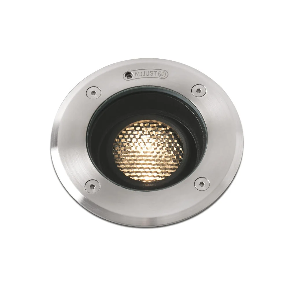 FARO BARCELONA Encastré de sol GEISER 130 / 10° rond, orientable, carrossable IP67, acier inoxydable, satiné
