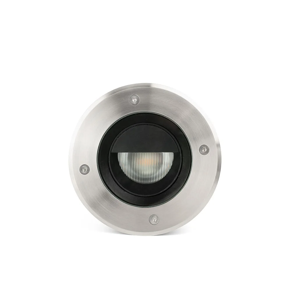 FARO BARCELONA Boden-Einbauleuchte GEISER 180 WALLWASHER rund, starr, asymmetrisch IP67, Edelstahl, satiniert