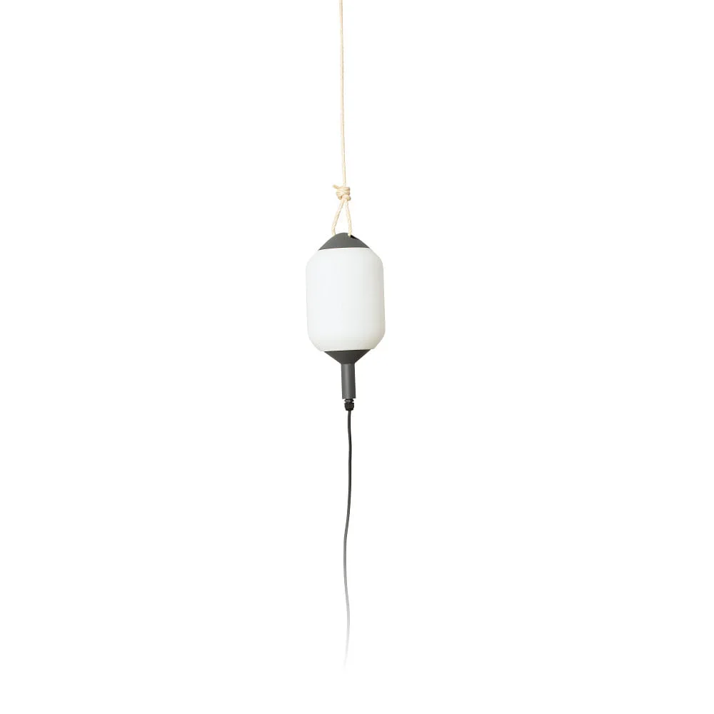 FARO BARCELONA Outdoor Pendelleuchte SAIGON OUT R17, E27, IP44, Lochkappenschirm, tragbar, grau, weiß matt (FAR-71584-03)