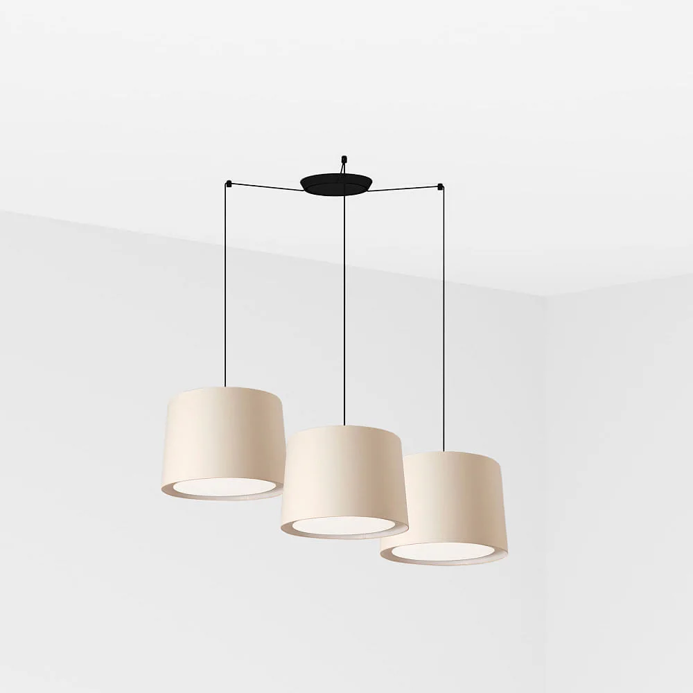 FARO BARCELONA Pendelleuchte CONGA 3-flammig E27 IP20, beige, schwarz matt