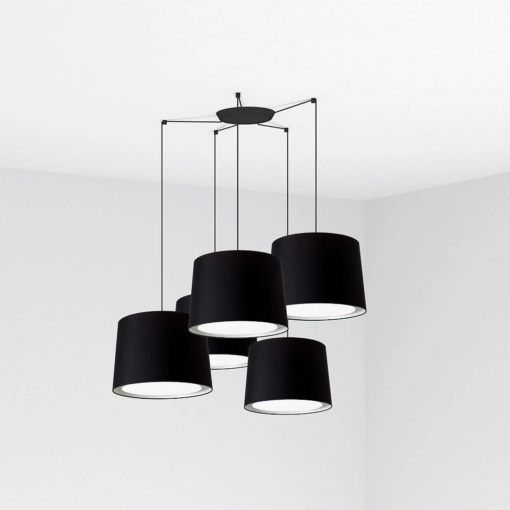 FARO BARCELONA Pendant luminaire CONGA 5 flames E27 IP20, black matt