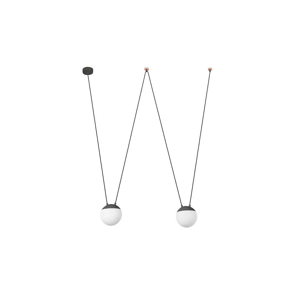 FARO BARCELONA Pendant luminaire MINE PC SPACE 2 flames E27 IP20, dark grey