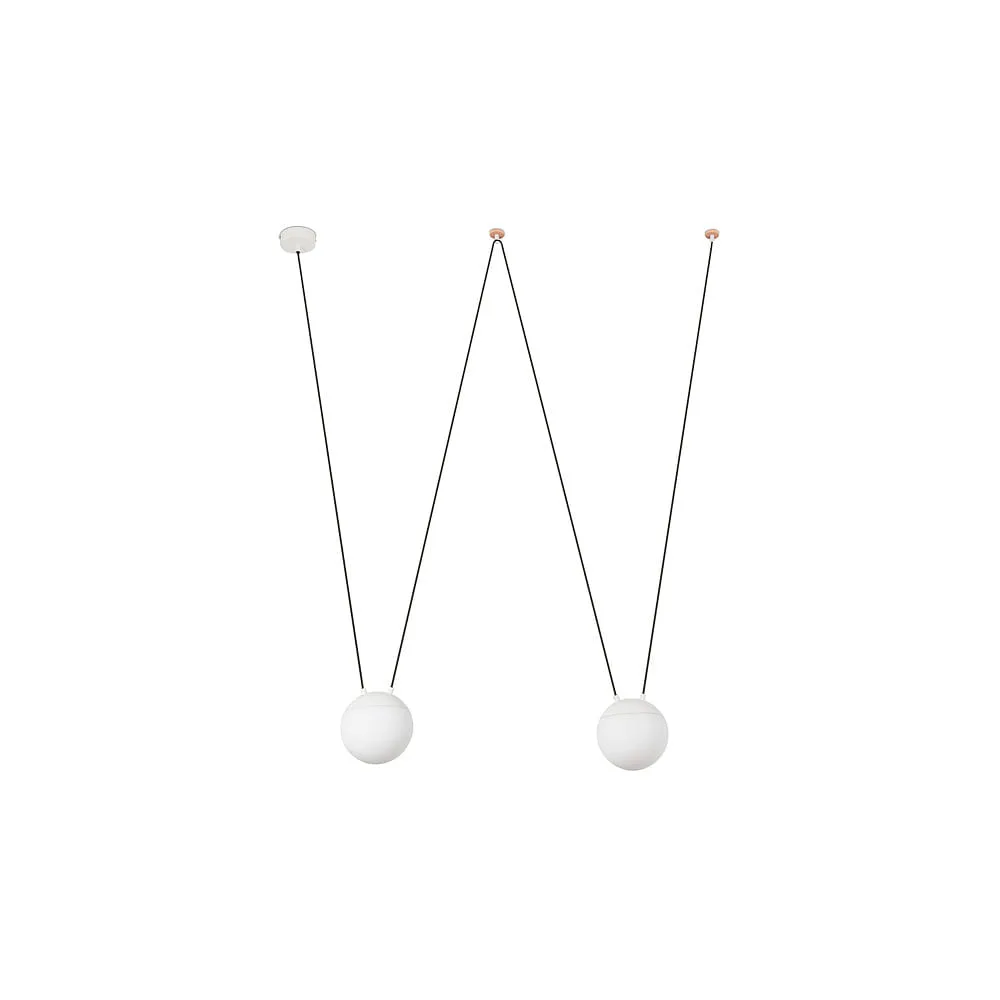 FARO BARCELONA Pendant luminaire MINE GLASS SPACE 2 flames E27 IP20, white matt