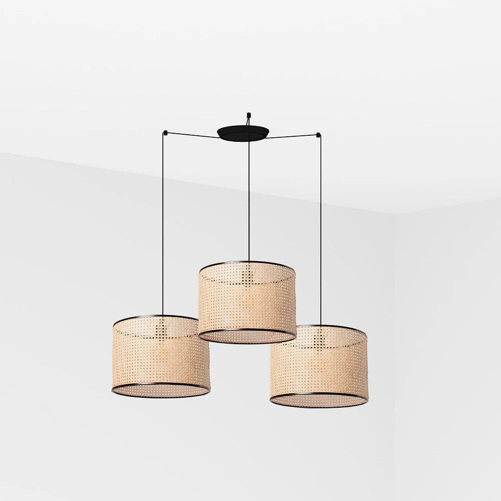 FARO BARCELONA Suspension MAMBO 3 lumières E27 IP20, noir mat 45/45/45