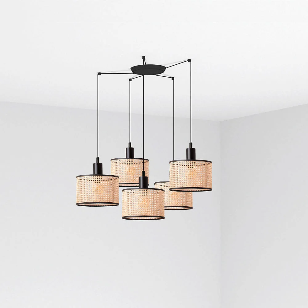 FARO BARCELONA Pendelleuchte MAMBO 210 5-flammig E27 IP20, schwarz matt 21/21/21