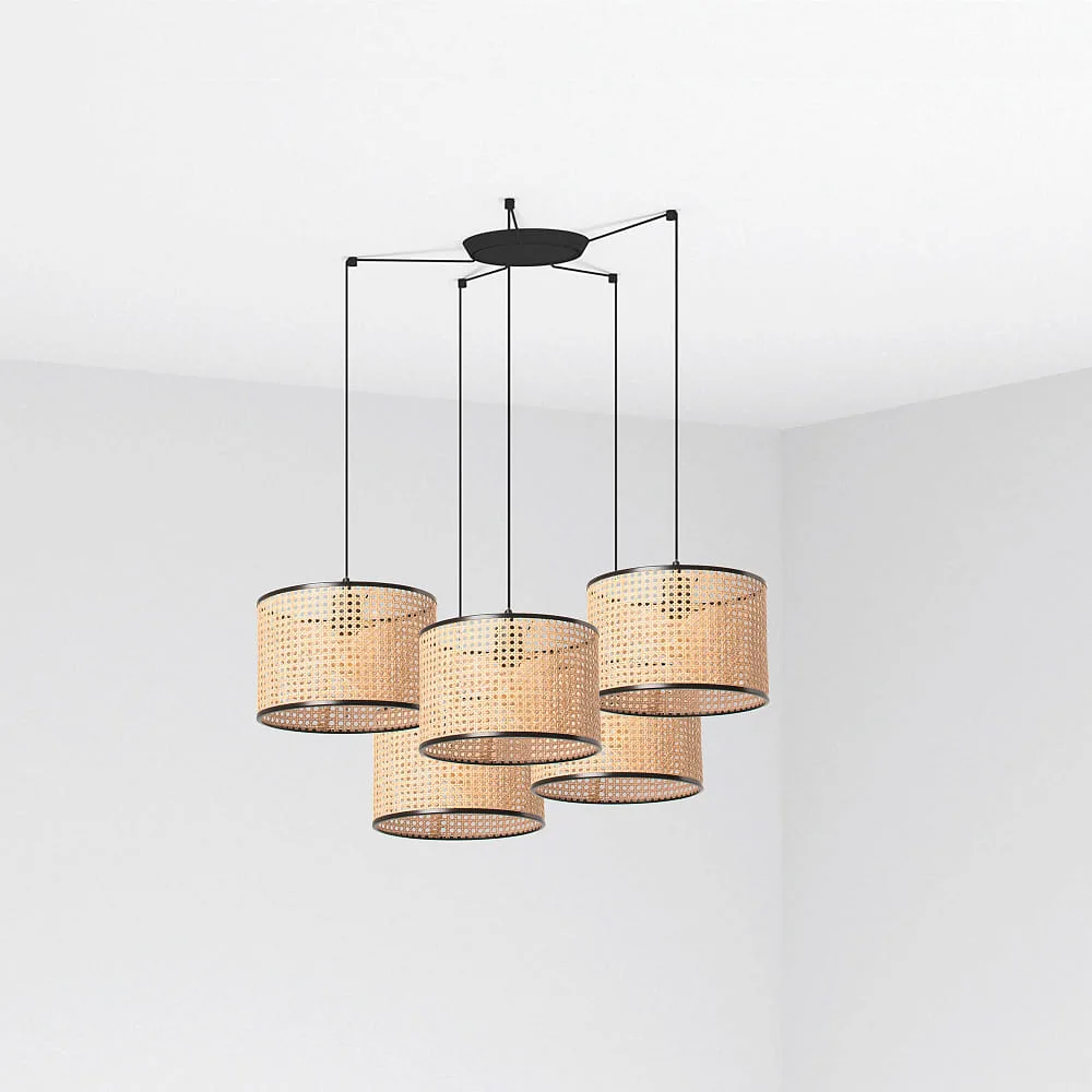 FARO BARCELONA Pendant luminaire MAMBO 5 flames E27 IP20, black matt 32  3  3