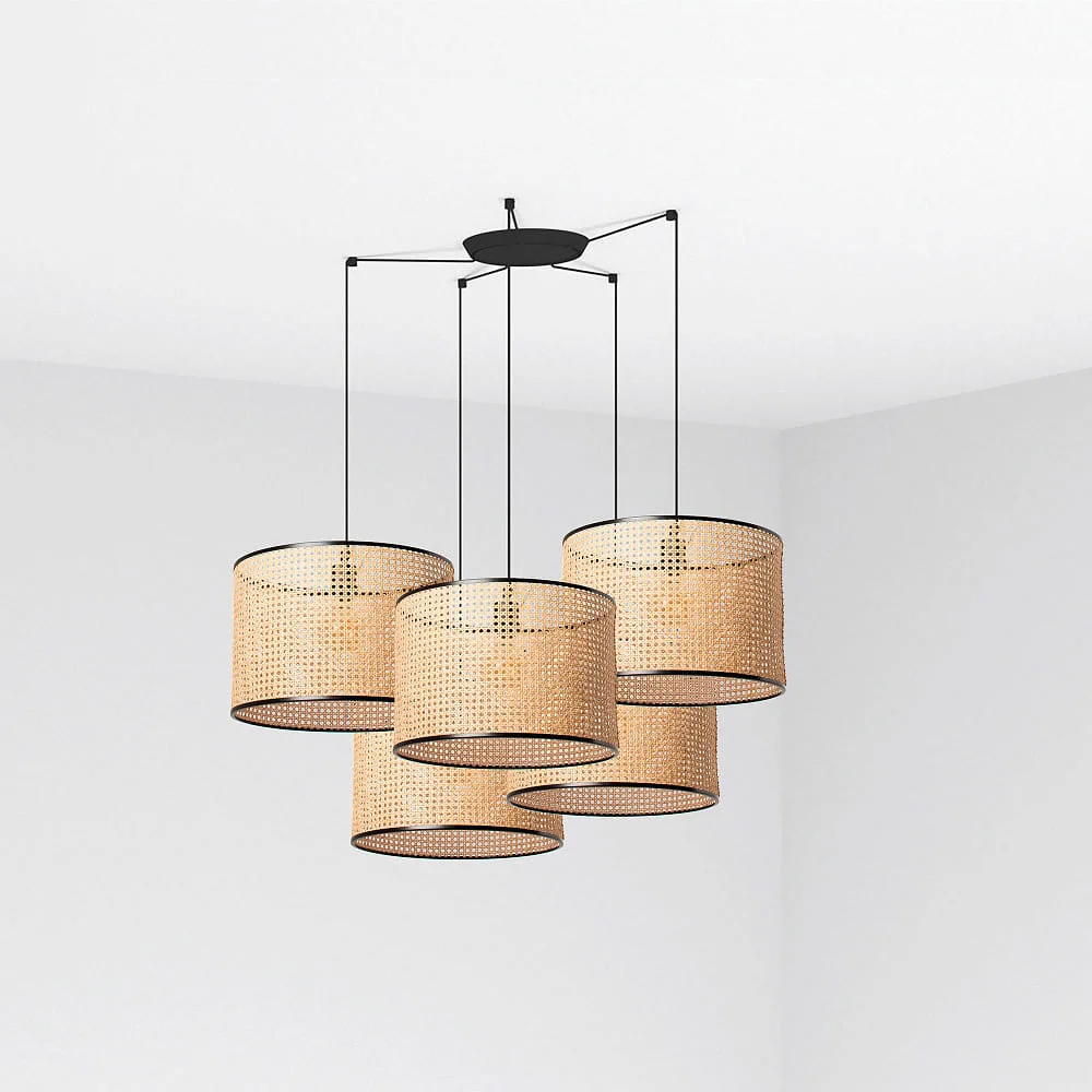 FARO BARCELONA Pendelleuchte MAMBO 450 5-flammig E27 IP20, schwarz matt 45/45/45