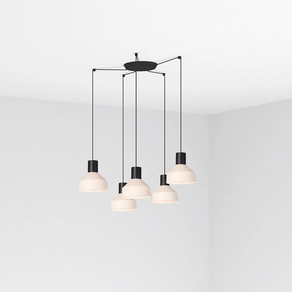 FARO BARCELONA Pendelleuchte KOMBO 200 5-flammig E27 IP20, beige, schwarz matt