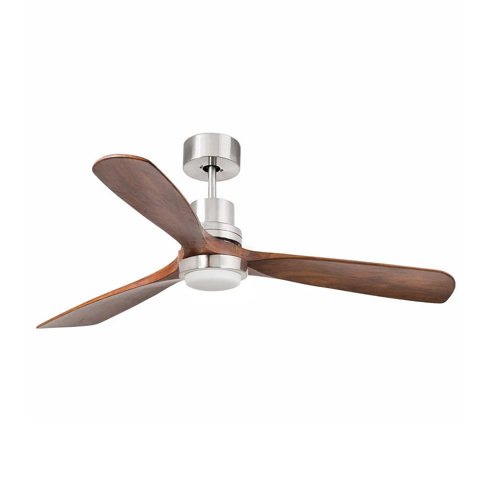 Faro Ceiling fan LANTAU L with remote control IP20 – nickel matt walnut